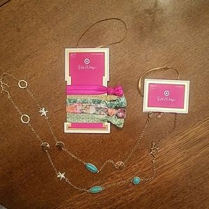 Lilly Pulitzer necklace AND hair ties